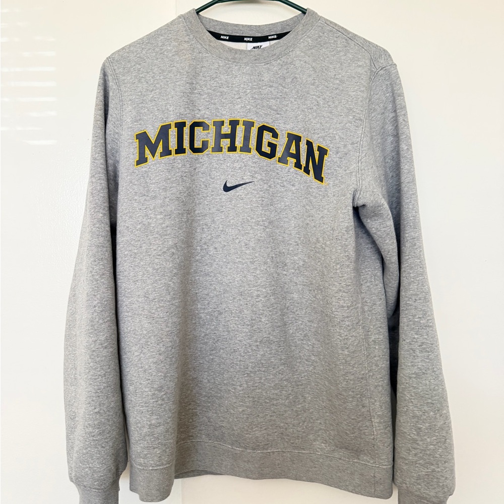 Nike Gray Crewneck with Yellow Michigan Lettering